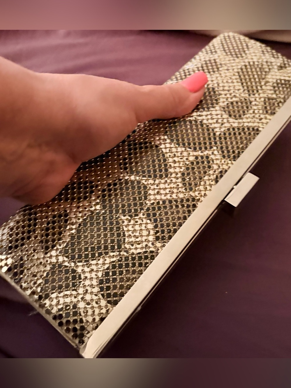 Metallic Leopard-Print Evening Clutch - Gold and Brown